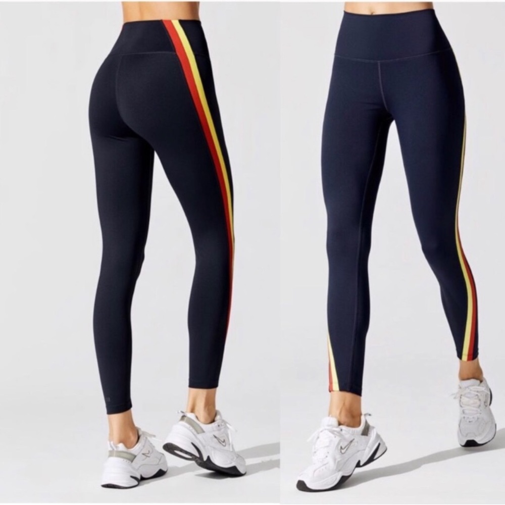 Splits59 Navy Leggings with Red and Yellow Stripes